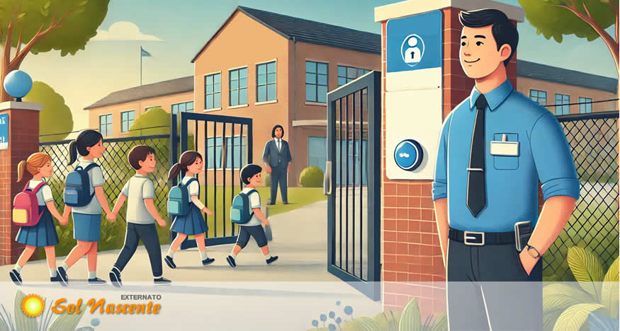 Segurança a caminho do Externato. Externato Sol Nascente